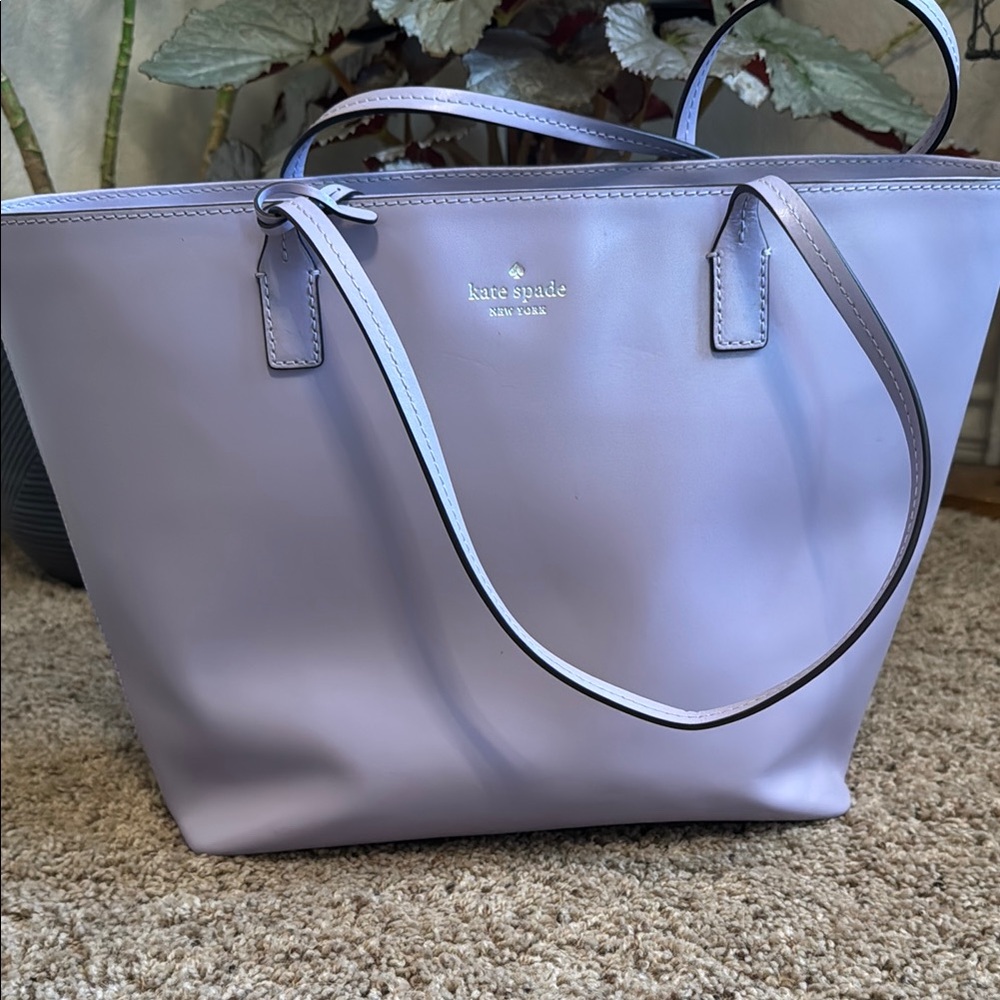 kate spade Lilac Leather Tote with Gold Logo